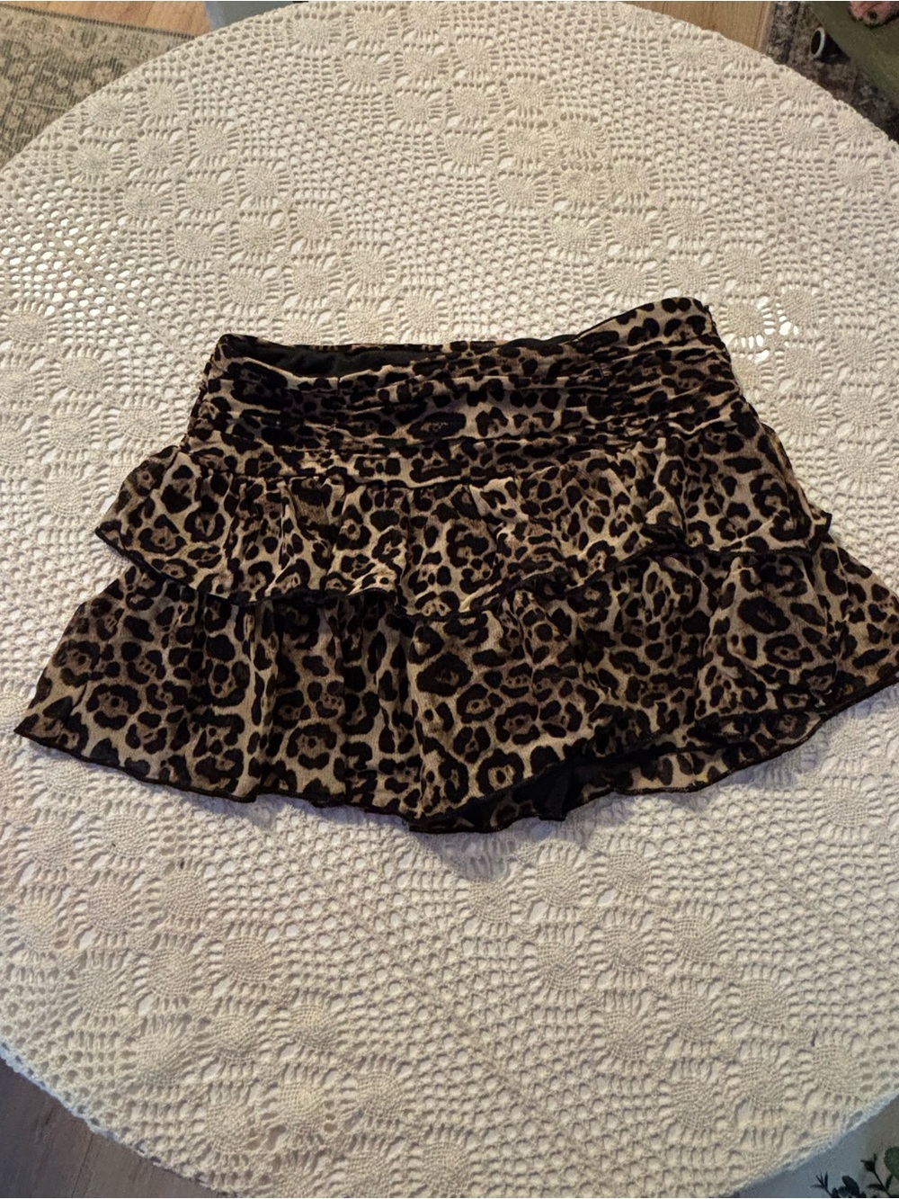 Leopard Print Tiered Mini skort- Brown & Black